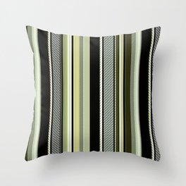 Mossy green and black, striped, textured. Throw Pillow