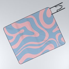 Light Blue and Pink Modern Retro Liquid Swirl Abstract Pattern Picnic Blanket