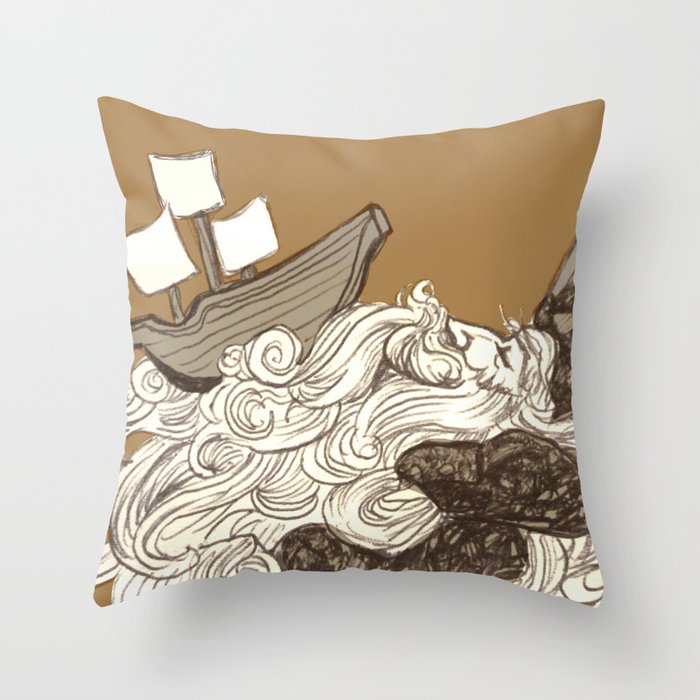 Ship on a Wave Throw Pillow