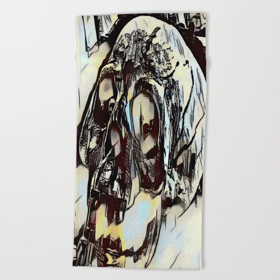 Metal Paper Skull Beach Towel