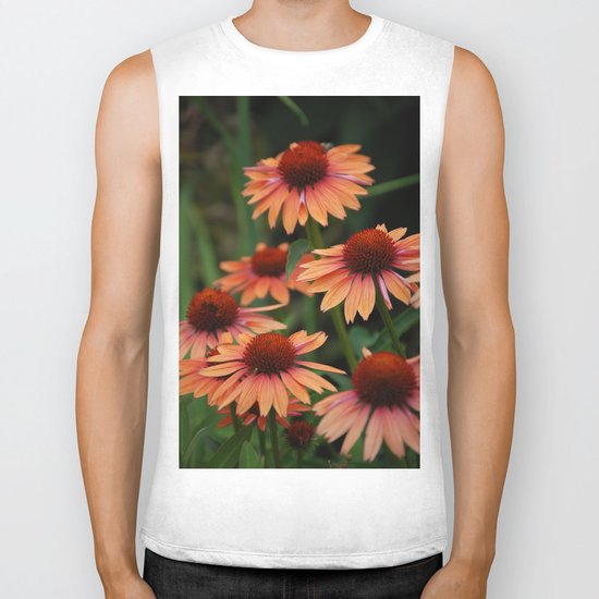 Orange Cone flowers Biker Tank