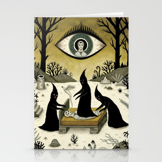 Three Shadow People Terrify a Victim During an Episode of Sleep Paralysis Stationery Cards