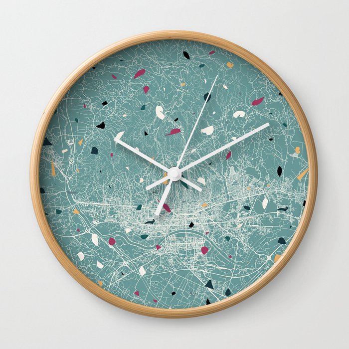 Croatia, Zagreb Map - Eclectic Style Cartography Wall Clock