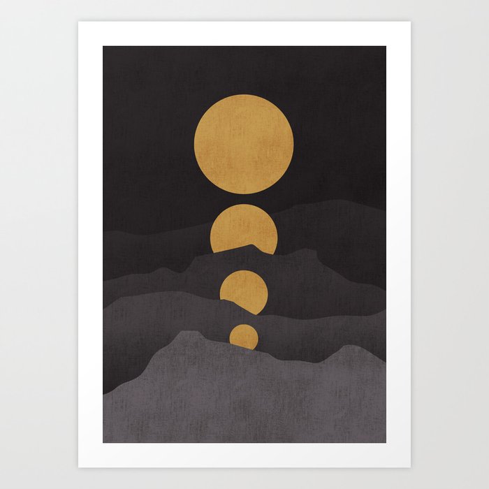 Rise of the golden moon Art Print