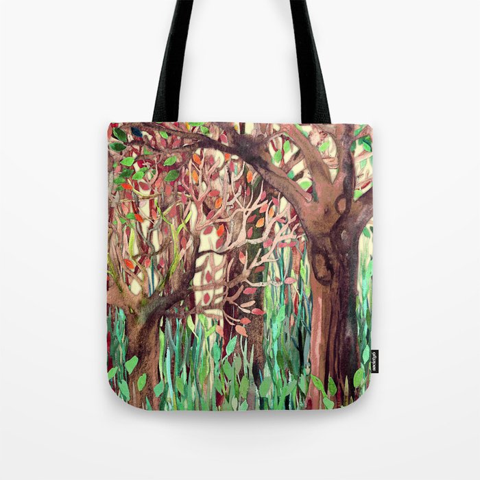Lost in the Forest - watercolor painting collage Tote Bag