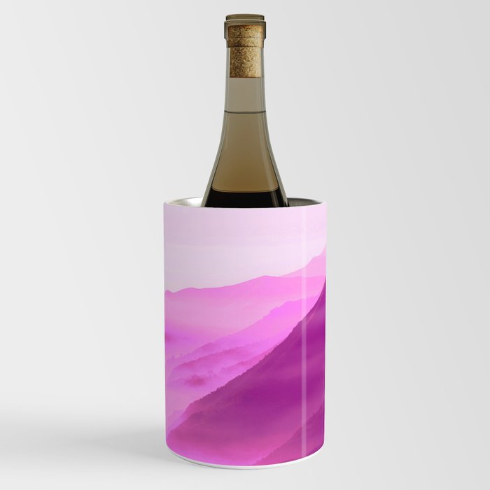 Purple Pink Mountain  Aura Gradient Ombre Sombre Abstract  Wine Chiller