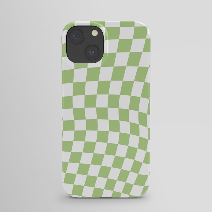 Lime Green Warped Check iPhone Case