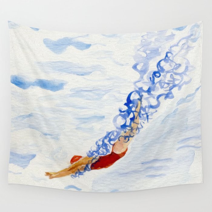 Swimmer - diving Wall Tapestry