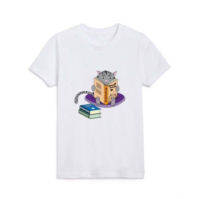 Reading Cat in Confinement Kids T Shirt