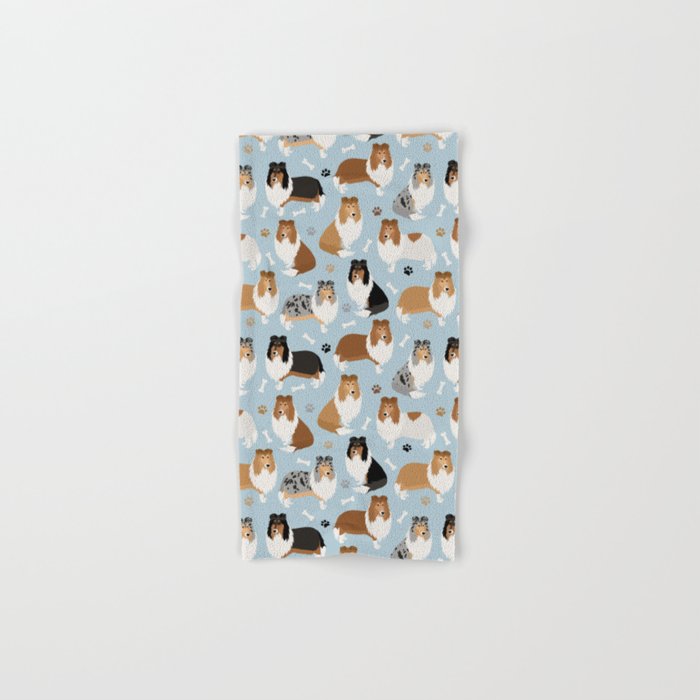 Rough Collie Dog Paws and Bones Pattern Hand & Bath Towel