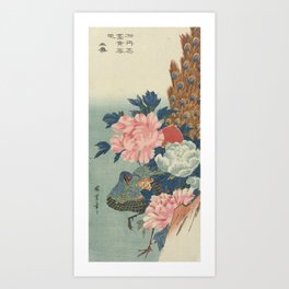 Peacock and Peonies, Utagawa Hiroshige Art Print