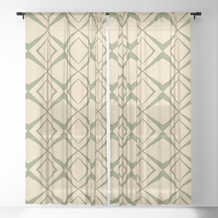 Retro 1960s geometric pattern design 4 Sheer Curtain