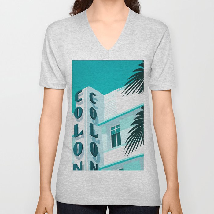 Colony Hotel Miami Beach V Neck T Shirt