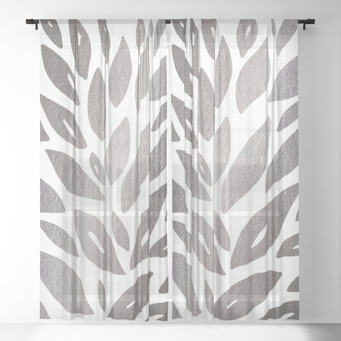 Floral petals burst - silver Sheer Curtain