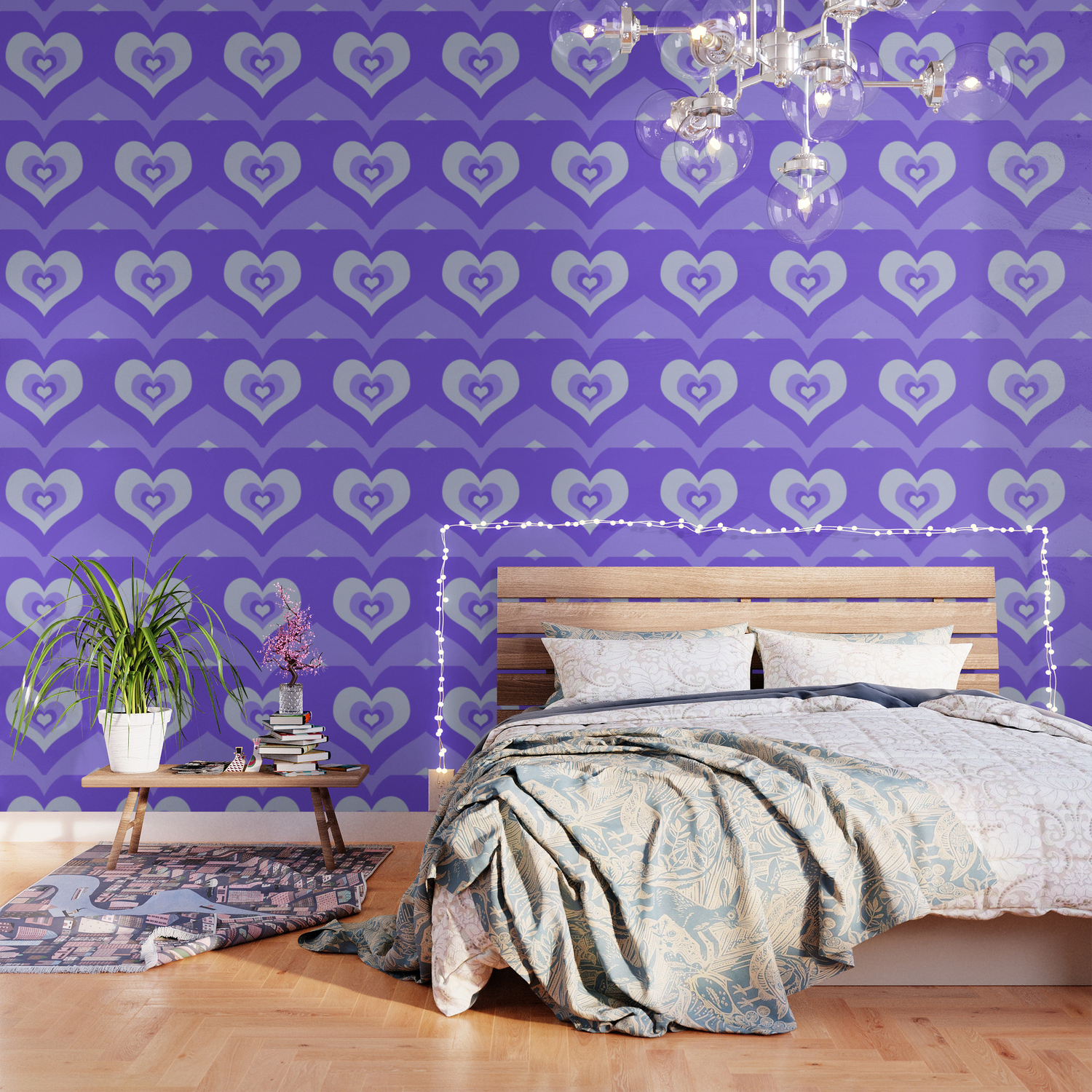 Radiating Hearts Purple Wallpaper By Blackmoonrose13 Society6