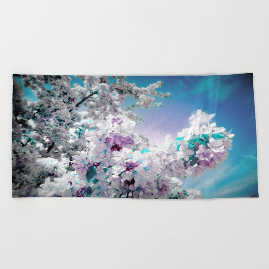 Flowers Lavender Turquoise Aqua Blue Beach Towel