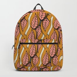 Retro Paper Leaves Yellow Backpack