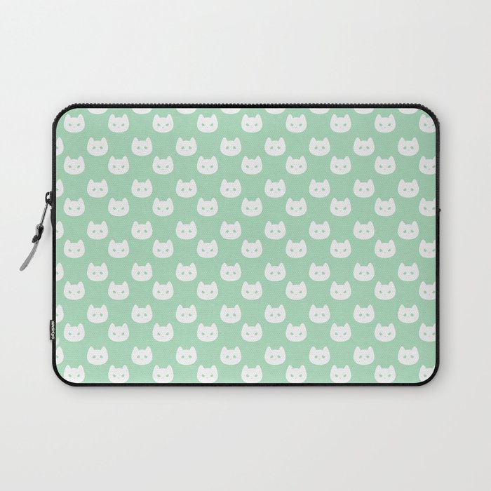 Kitty Dots in Green Laptop Sleeve