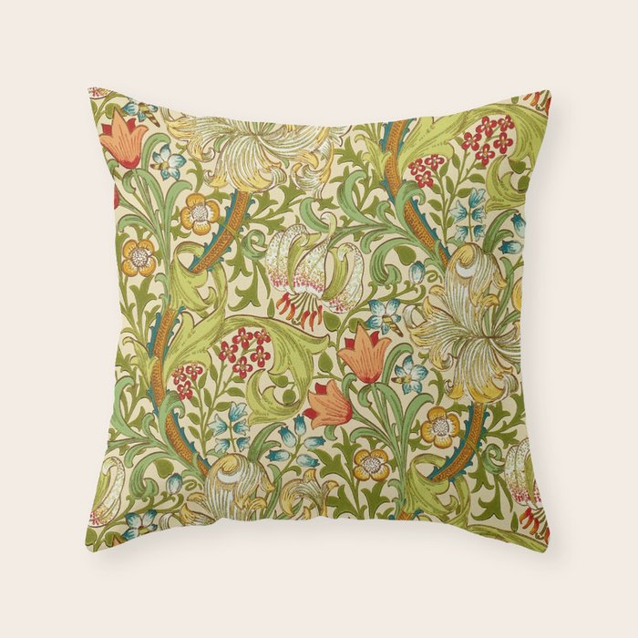 William Morris Golden Lily Vintage Pre Raphaelite Floral Art Throw