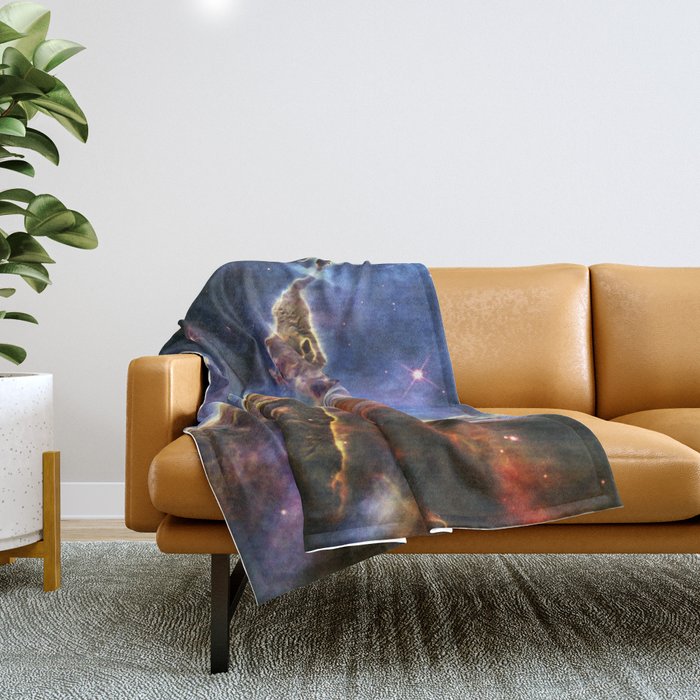 Carina Nebula Mystic Mountain Space Galaxy Throw Blanket