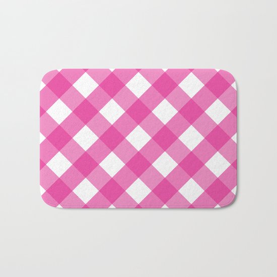 Pink & White Checkered Pattern-Mix and Match with Simplicity of Life on #Society6 Bath Mat