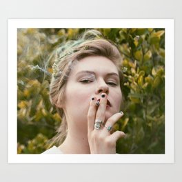 Fallen Art Print | Curated, Flowers, Angel, Color, Nature, Photo, Digital, Green, Smoking 