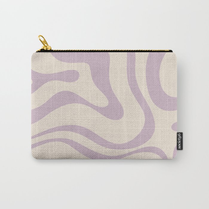 Modern Retro Liquid Swirl Abstract Pattern Square in Light Lavender Cream  Carry-All Pouch
