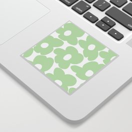 Large Baby Green Retro Flowers White Background #decor #society6 #buyart Sticker