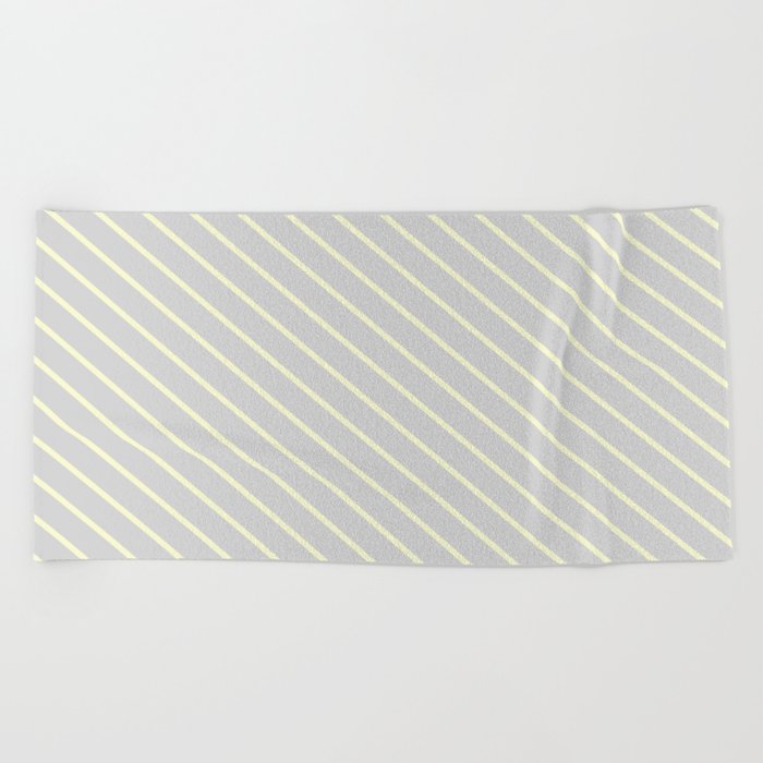 Light Gray and Light Yellow Colored Lines/Stripes Pattern Beach Towel