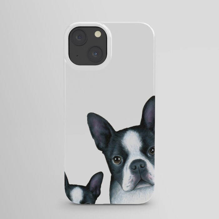 Dog 128 Boston Terrier Dogs black and white iPhone Case