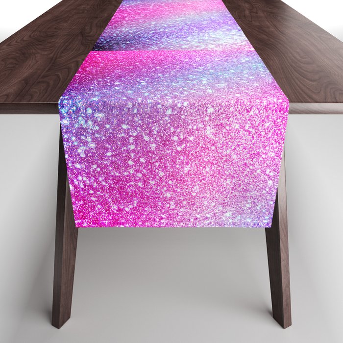 Majestic Pink Purple Nebula Galaxy Glitter Table Runner