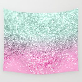 Pink Mint Mermaid Girls Glitter #1 (Faux Glitter) #decor #art #society6 Wall Tapestry