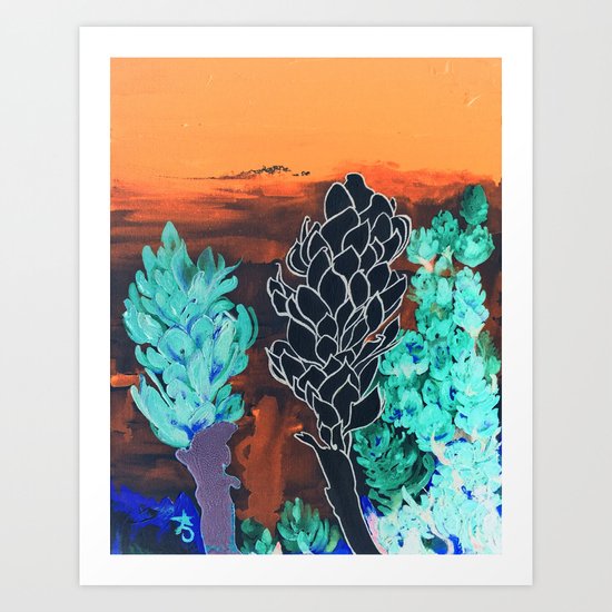 DESERT NIGHT Alpinia Purpurata Art Print