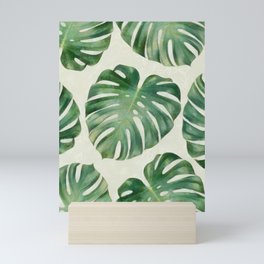 Tropical monstera leaves Mini Art Print