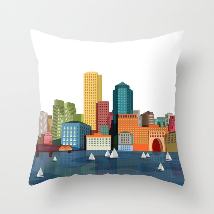City Boston Throw Pillow