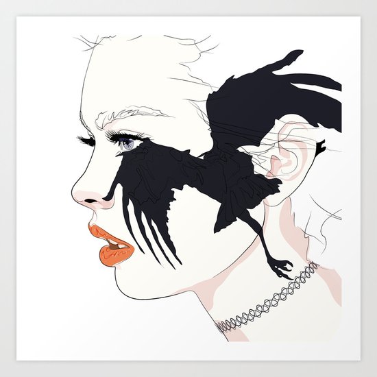 naked_black bird Art Print