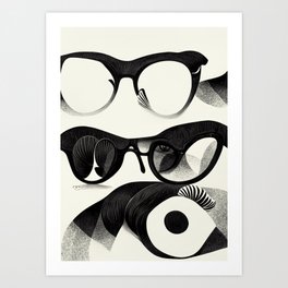 Black and White Glasses Art Print