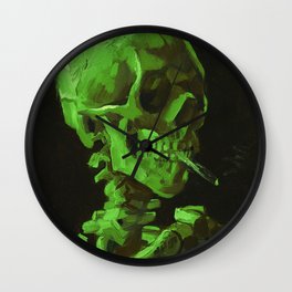 Green Skeleton Smoking Cigarette Wall Clock | Gothicart, Vintageartdeco, Smoker, Classicpainting, Colorfulskeleton, Painting, Cigarette, Famouspainting, Smokingskeleton, Skullart 