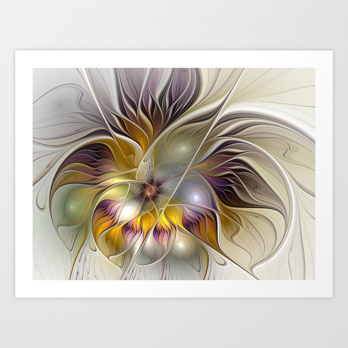 Abstract Fantasy Flower Fractal Art Art Print