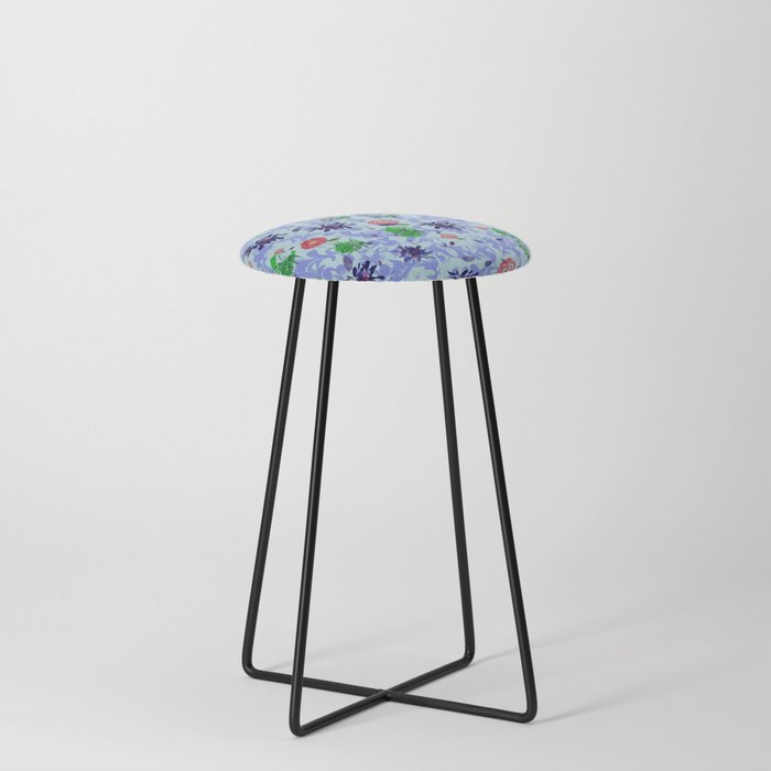 Preppy Poppies  Counter Stool
