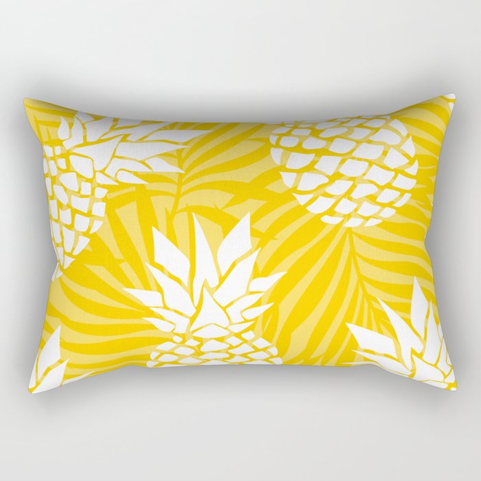 Bright Yellow, Summer, Pineapple Art Rectangular Pillow