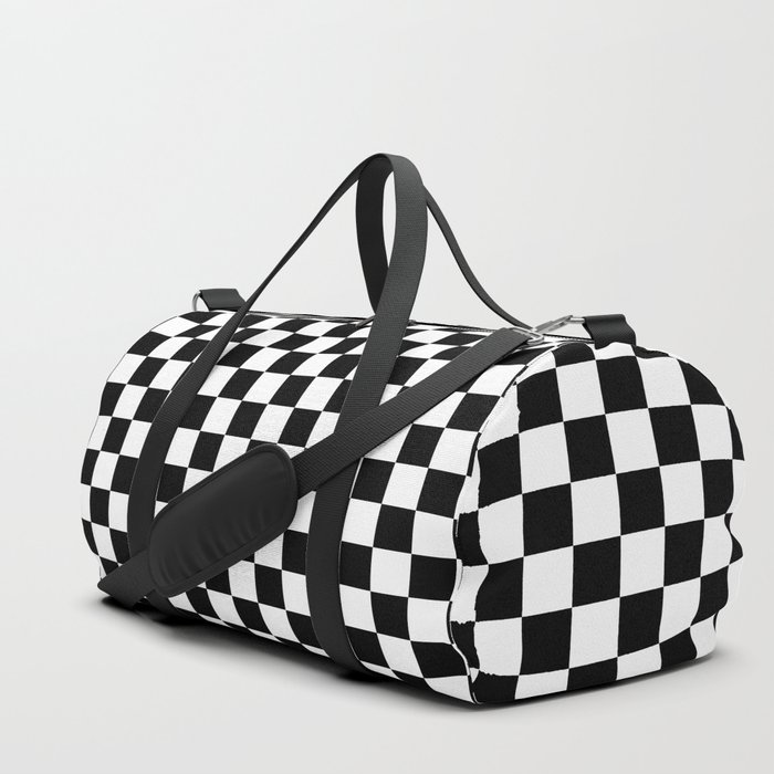 Black Checkerboard Pattern Duffle Bag