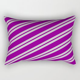 [ Thumbnail: Grey and Purple Colored Lined Pattern Rectangular Pillow ]
