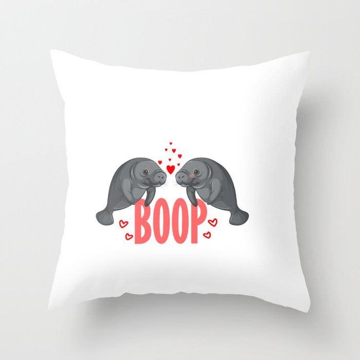 Cute Manatee Kiss Boop Florida Sea Cow Girl Gift Throw Pillow by Griffs Art  | Society6