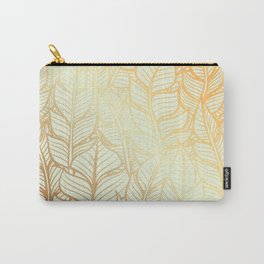 Bohemian Gold Feathers Illustration With White Shimmer Carry-All Pouch