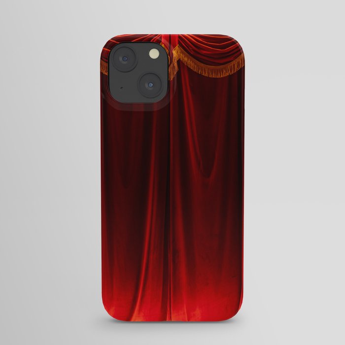 Theater red curtain and neon lamp around border iPhone Case