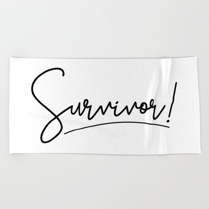 Survivor Handwriting Script Beach Towel