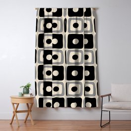 Mid Century Modern Square Dot Pattern 771 Black and Gray Blackout Curtain