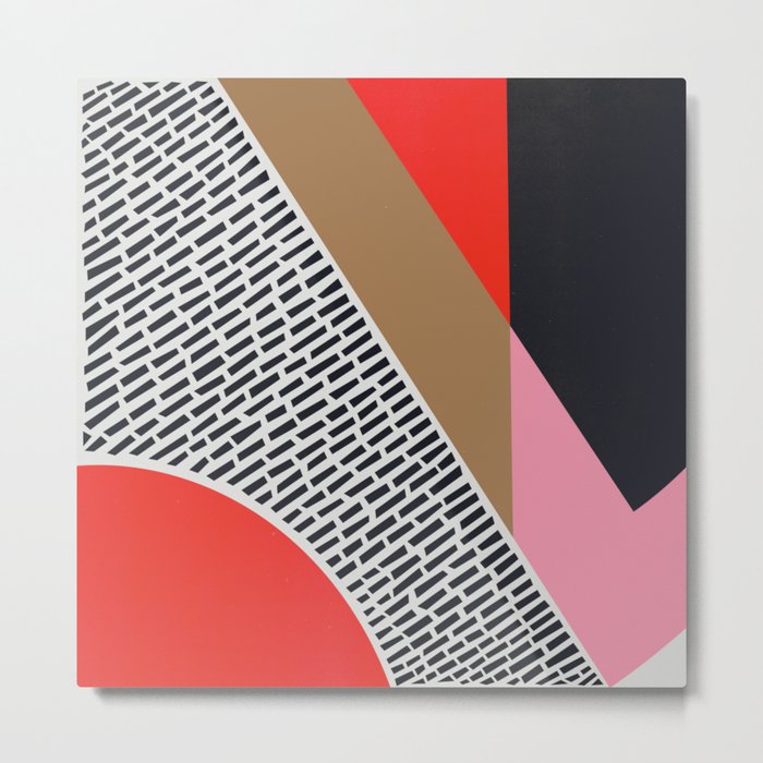 Pink Gold Red Abstract Metal Print