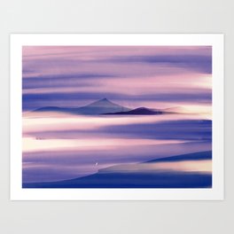 Lone seagull in purple nature Art Print